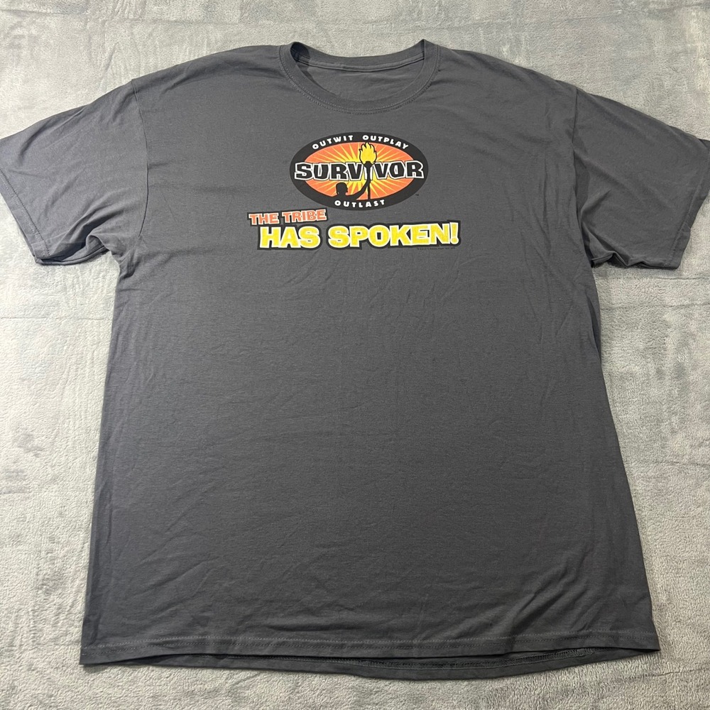 Survivor The Tribe Has Spoken Graphic Tee Gray Mens XL Outwit‎ Outplay Outlast